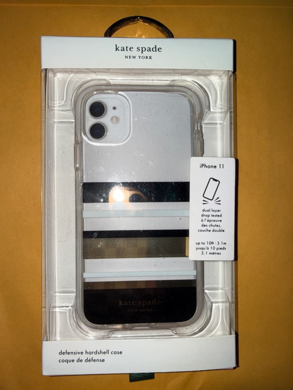 kate spade Black and White Striped Hardshell iPhone 11 Case- NEW never used